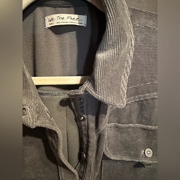 We The Free Corduroy Henley Pull Over with Waffle Knit Sleeve Small Free People - Picture 2 of 5